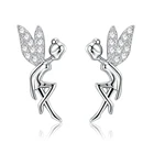 Женские серьги-гвоздики из серебра 925 пробы, с изображением сказочного ангела