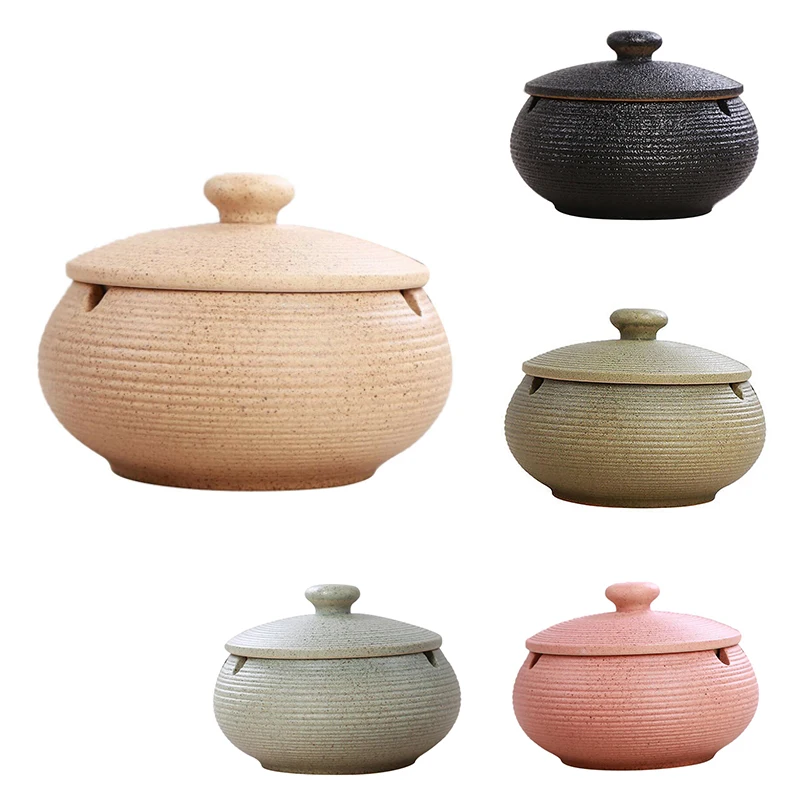 

Ceramic Ashtray with Windproof Lid for Indoor Outdoor Use
