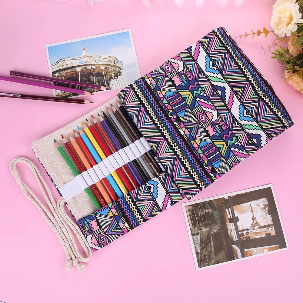 Холщовый чехол для ручек и карандашей с 36/48/72 отверстиями|canvas wrap|pen bagcase pen |