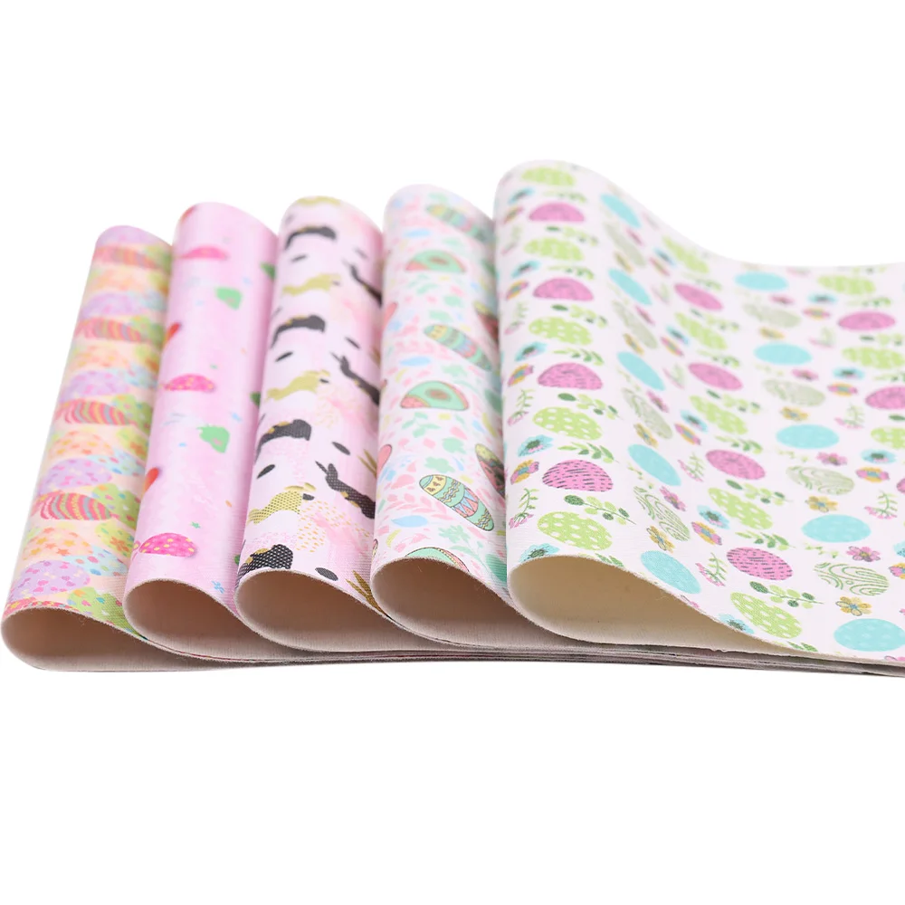IBOWS 22*30 см, 1 шт., Пасхальная искусственная синтетическая кожа для рукоделия, ткань с принтом яиц, товары ручной работы, самодельные банты для волос, украшение для дома