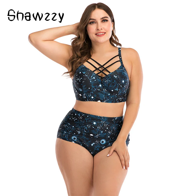 Комплект бикини большого размера 4XL купальник из двух частей женский для полных