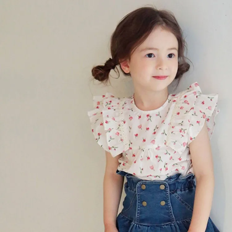 

Fresh Flowers Girls T-shirt 2020 Cute Tide fan fei Edge Girls T-shirt kids clothes girls 8 to 12