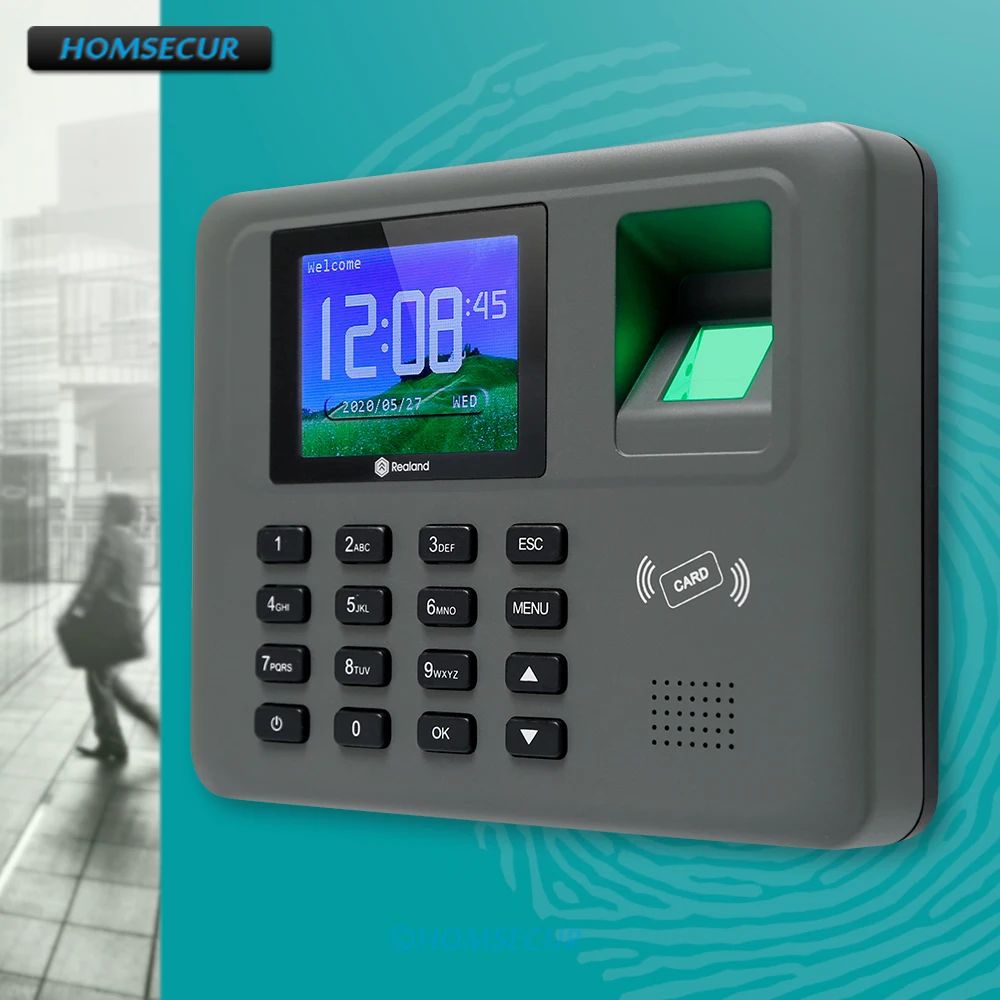 

Биометрические часы HOMSECUR с функцией считывания RFID-карт, tcp/ip, USB