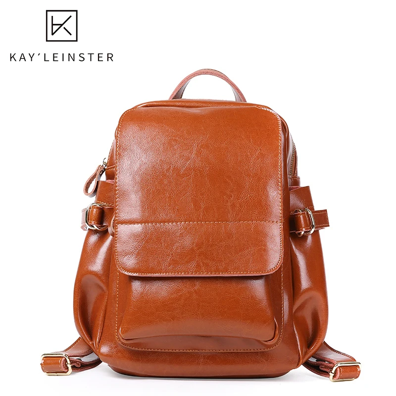 Женский рюкзак из 100% натуральной кожи с несколькими карманами модный однотонный