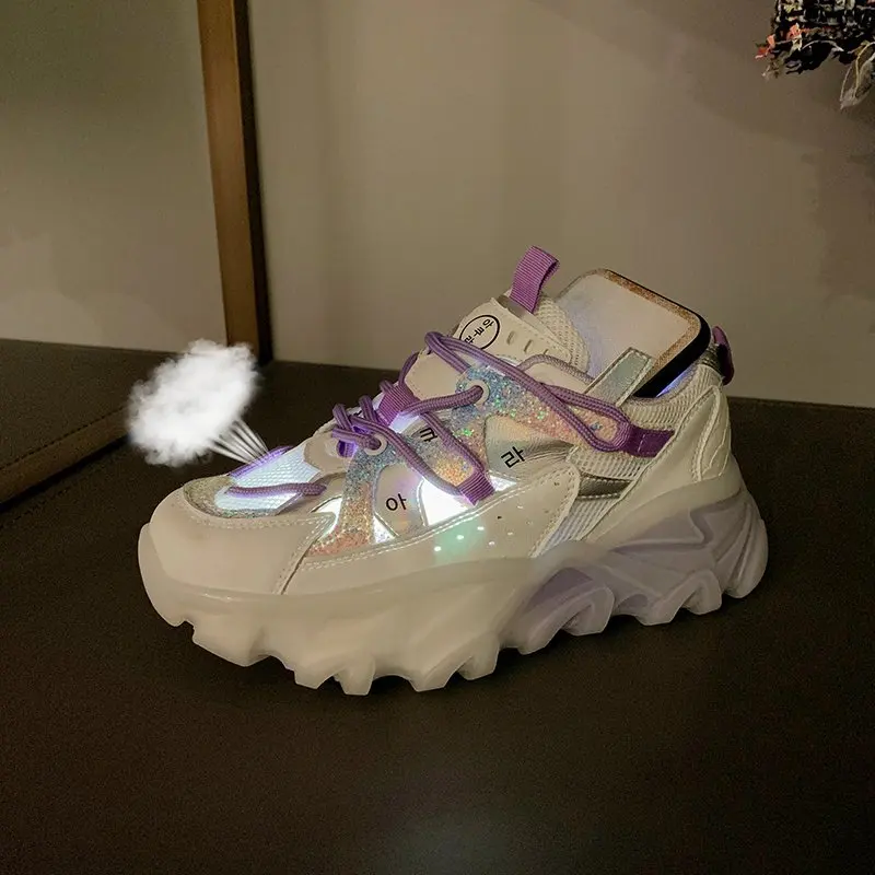 

Daddy Shoes Female Autumn 2021 New Korean Breathable Women's Sports Casual Shoes Thick Sole Running Casual Shoe Woman