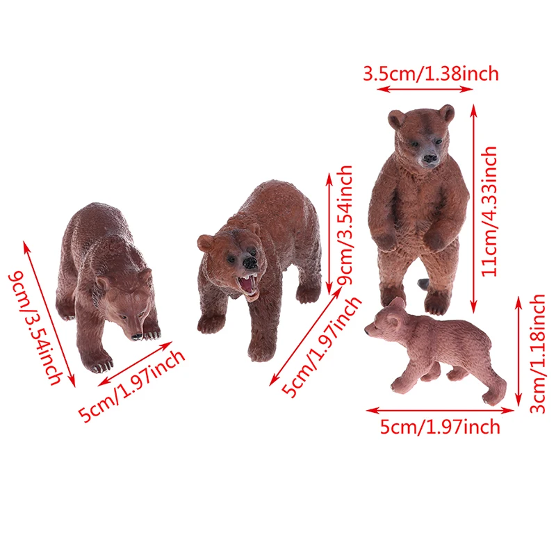 

1Pcs Small Size Simulation Brown Bear Figure Collectible Toys Solid Wild Animal Action Figures
