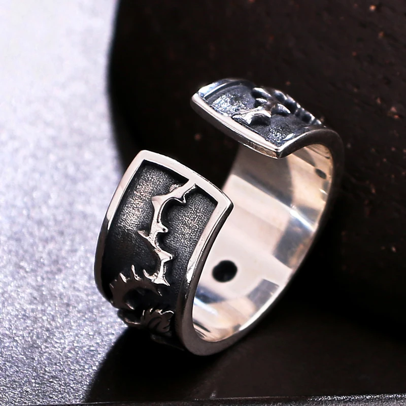 New Eye of Horus Silver Ring Men's Opening Adjustable Personality Retro God Fashionable Hip Hop Jewelry | Украшения и