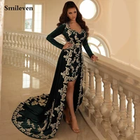 smileven hunter green morocco caftan evening dresses full sleeve lace mermaid prom gowns classic formal evening party dress