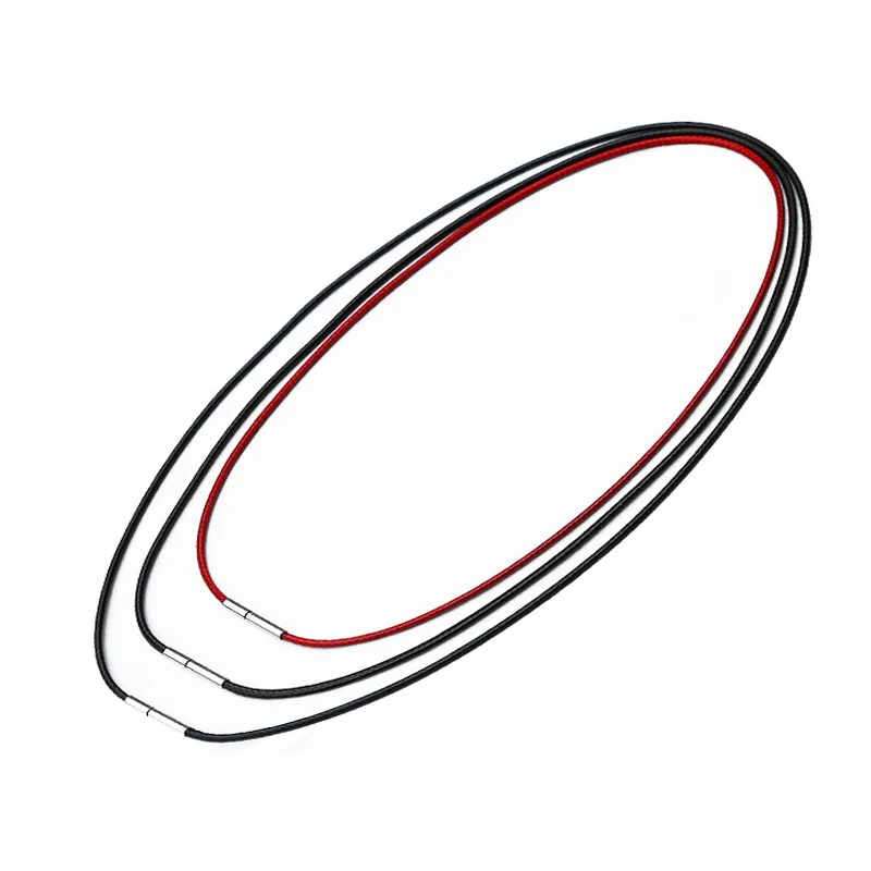 Цепочка Из Вощеной кожи 41-60 см черная с карабином из нержавеющей стали | Украшения