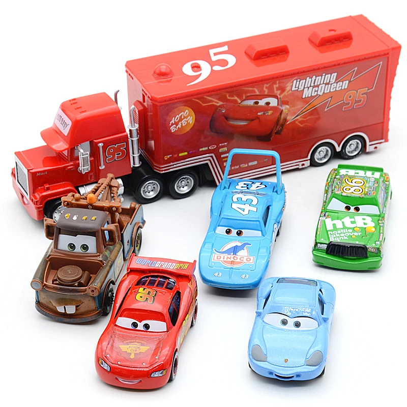 

Disney Pixar Cars 2 3 Toy Car Set Lightning McQueen Mack Uncle Truck Rescue Collection 1:55 Diecast Model Car Toy Children Gift
