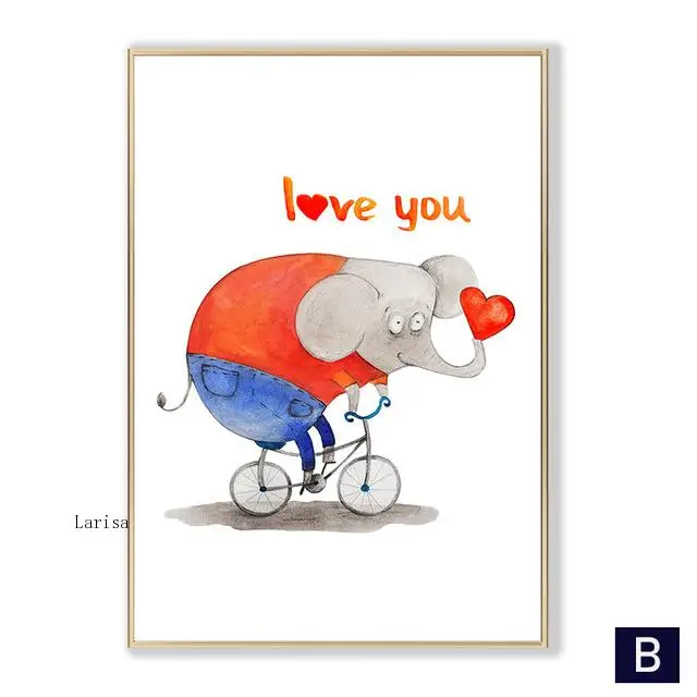 

Rabbit Giraffe Elephant Cartoon Animals Canvas Painting Nordic Posters Prints Lovely Family Nursery Wall Art Pictures for Home