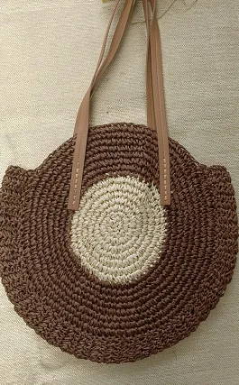 3Brown white REALPERKY женские летние круглые соломенные сумки женские ручные тканые круглые пляжные сумки из ротанга Женская богемная сумочка в стиле Бали через плечо - Цвет: 3Brown white