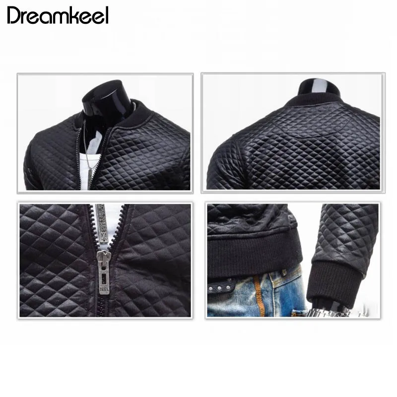 Мужская приталенная куртка из ПУ кожи короткая стеганая в клетку Повседневная