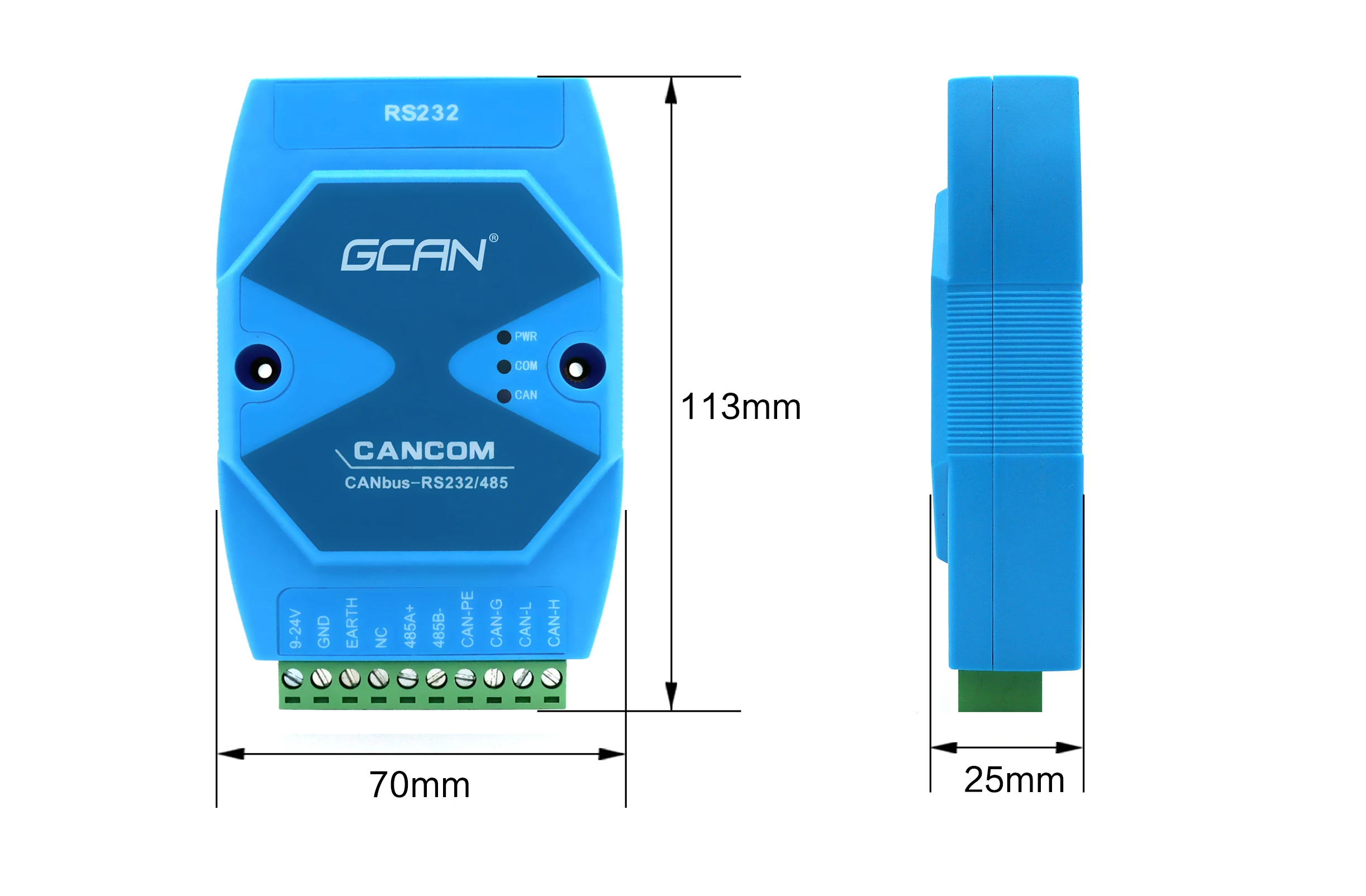 GCAN-207 No CAN interface PLC Collects Bus Data Communication Transformation Of RS485 Interface Sensor