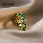 Flscокрашенные Роскошные зеленые Кристальные нестандартные золотые кольца для женщин 2021 новые ювелирные изделия набор высокого уровня аксессуары для корейской девушки
