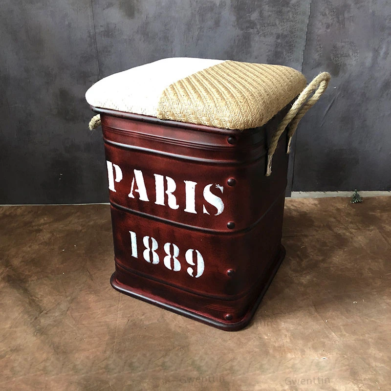 Ретро-железный стул для хранения креативное ведро винтажная промышленная