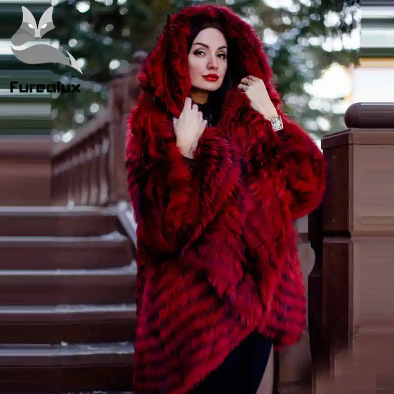 Женская Шуба накидка с большим воротником шуба из 2019 натурального Меха