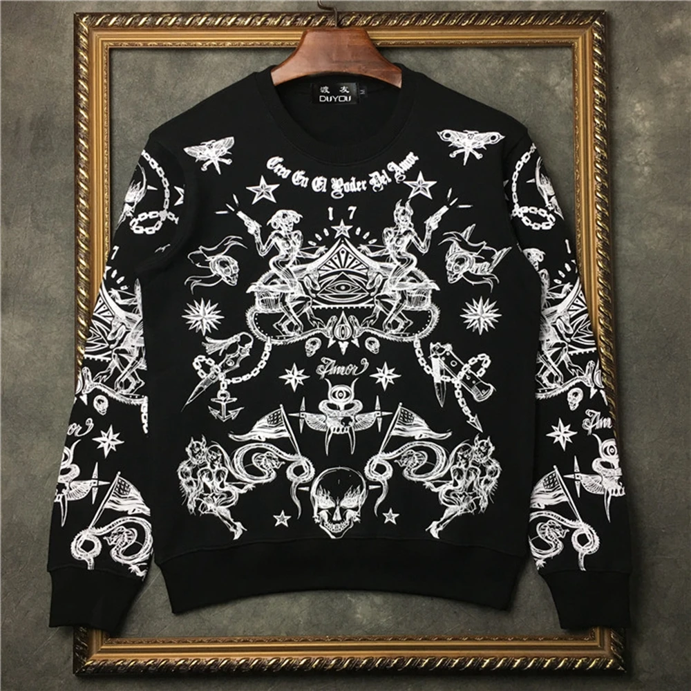 DUYOU новая Теплая Флисовая Толстовка для мужчин брендовая одежда Круглый воротник