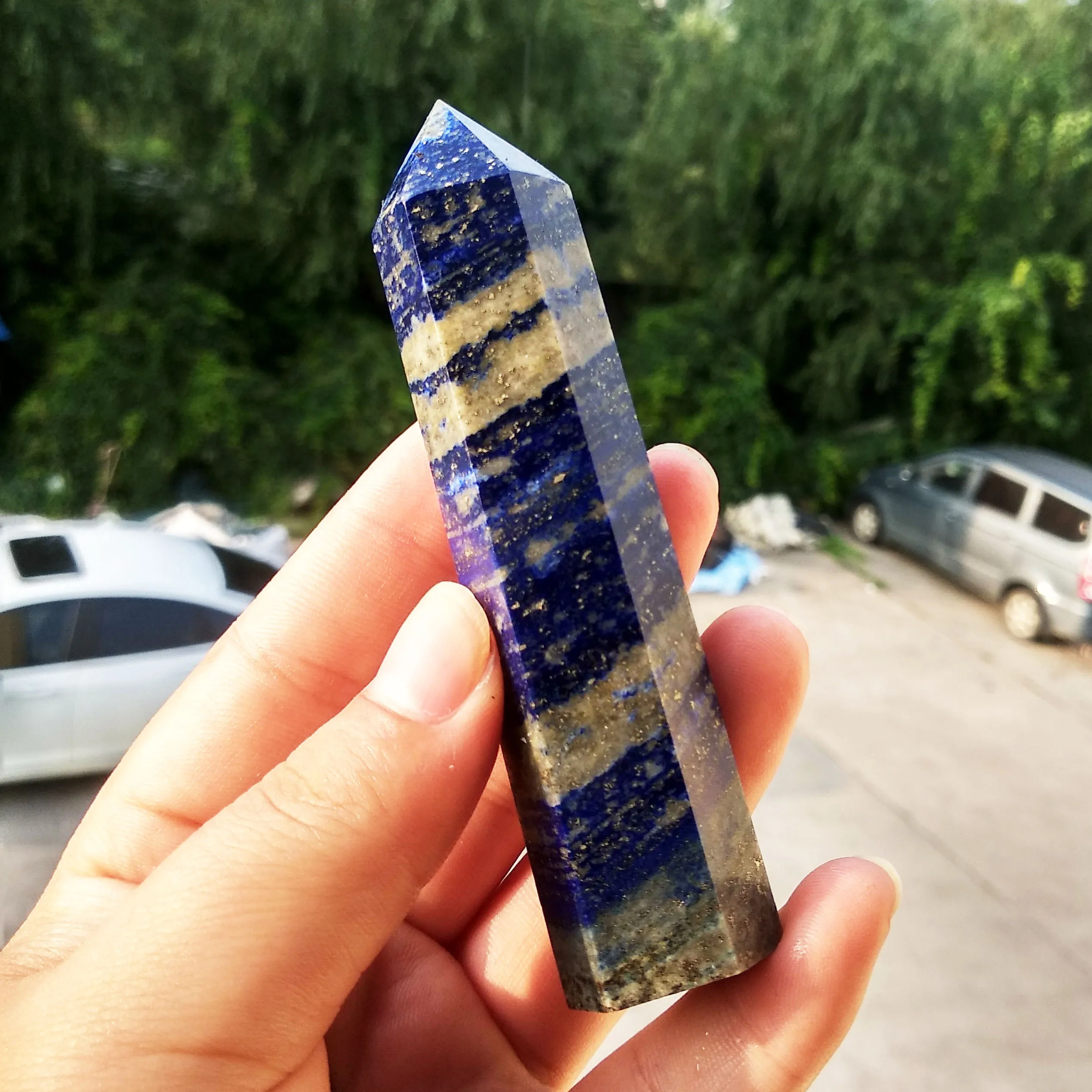 

Top Ntural Lapis Lazuli Quartz Crystal Stone Point Healing Wand Obelisk