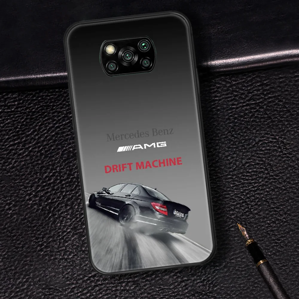 

Mercedes Benz Amges Car Phone Case Cover Hull For Xiaomi Mi A2 A3 8 9 SE 9T 10 10T Lite Pro Ultra Poco X3 black Bumper Luxury