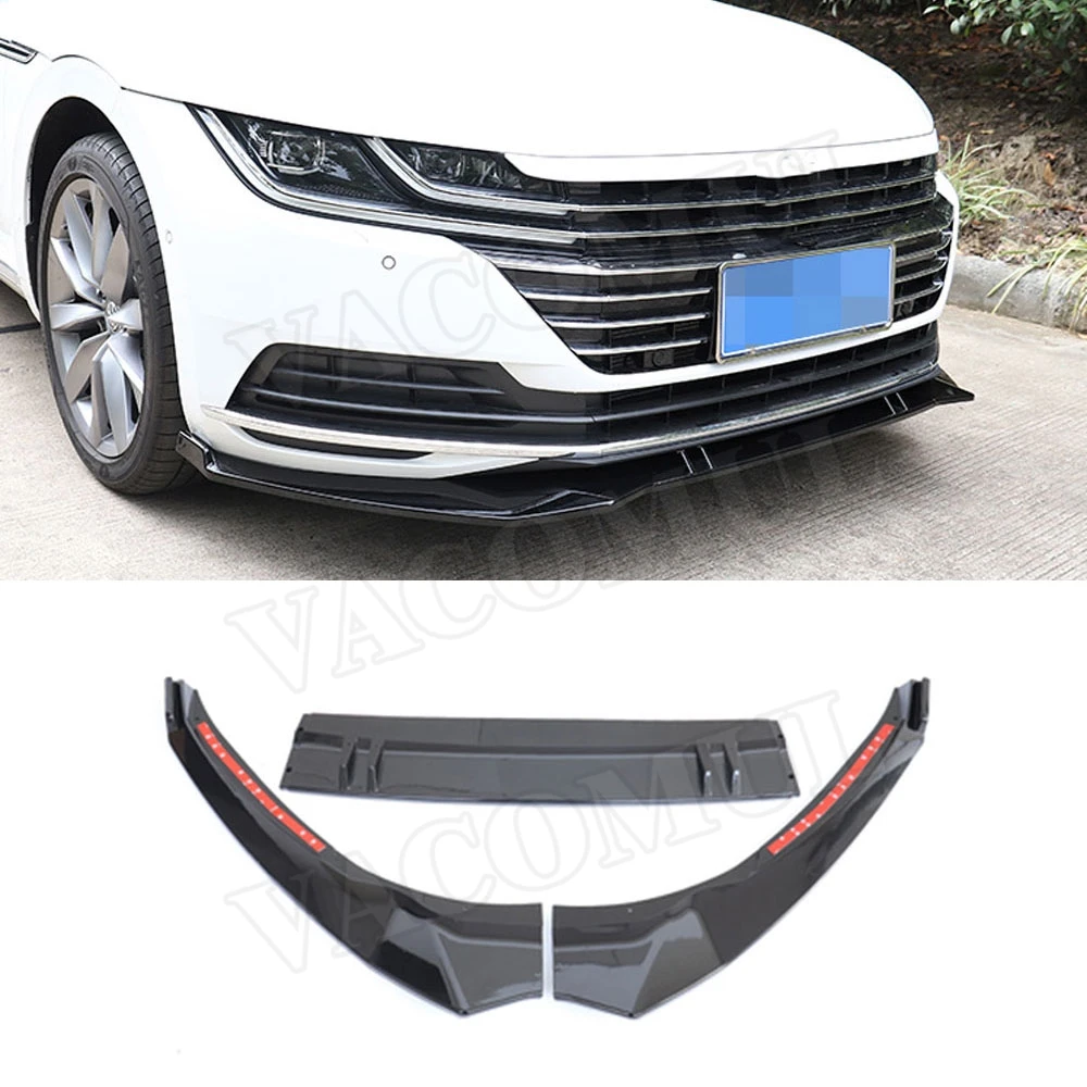 3 шт./компл. передний бампер спойлер для Volkswagen VW CC 2019 2020 ABS черная головка