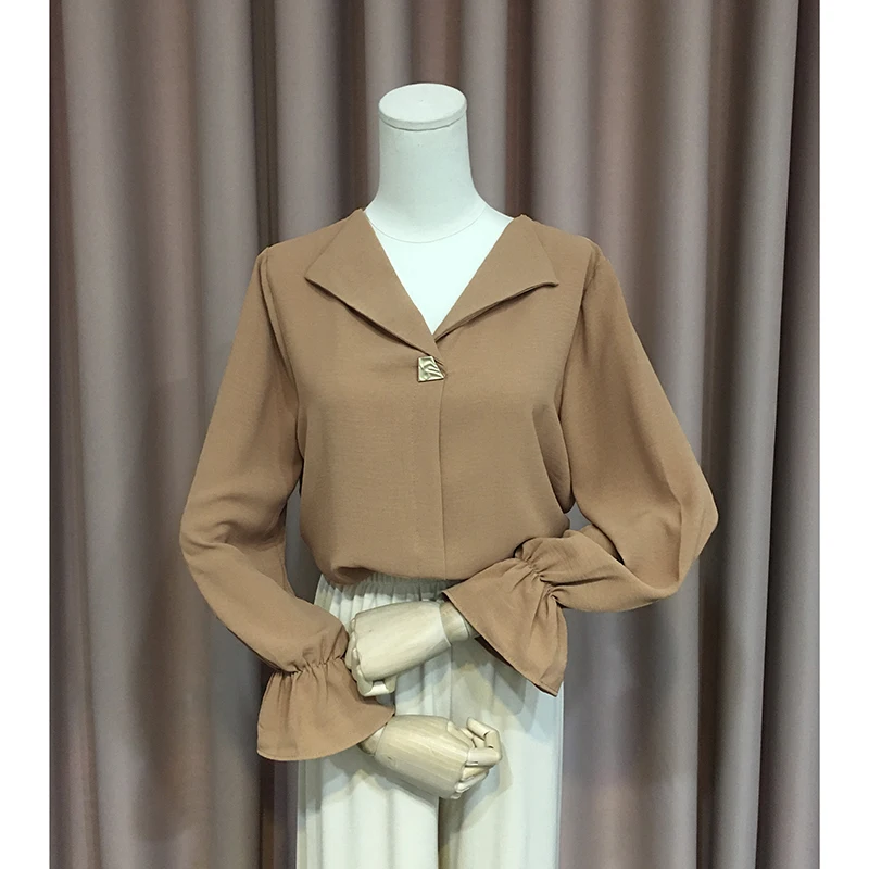 Большая распродажа женские модные рубашки на одной пуговице отложной воротник