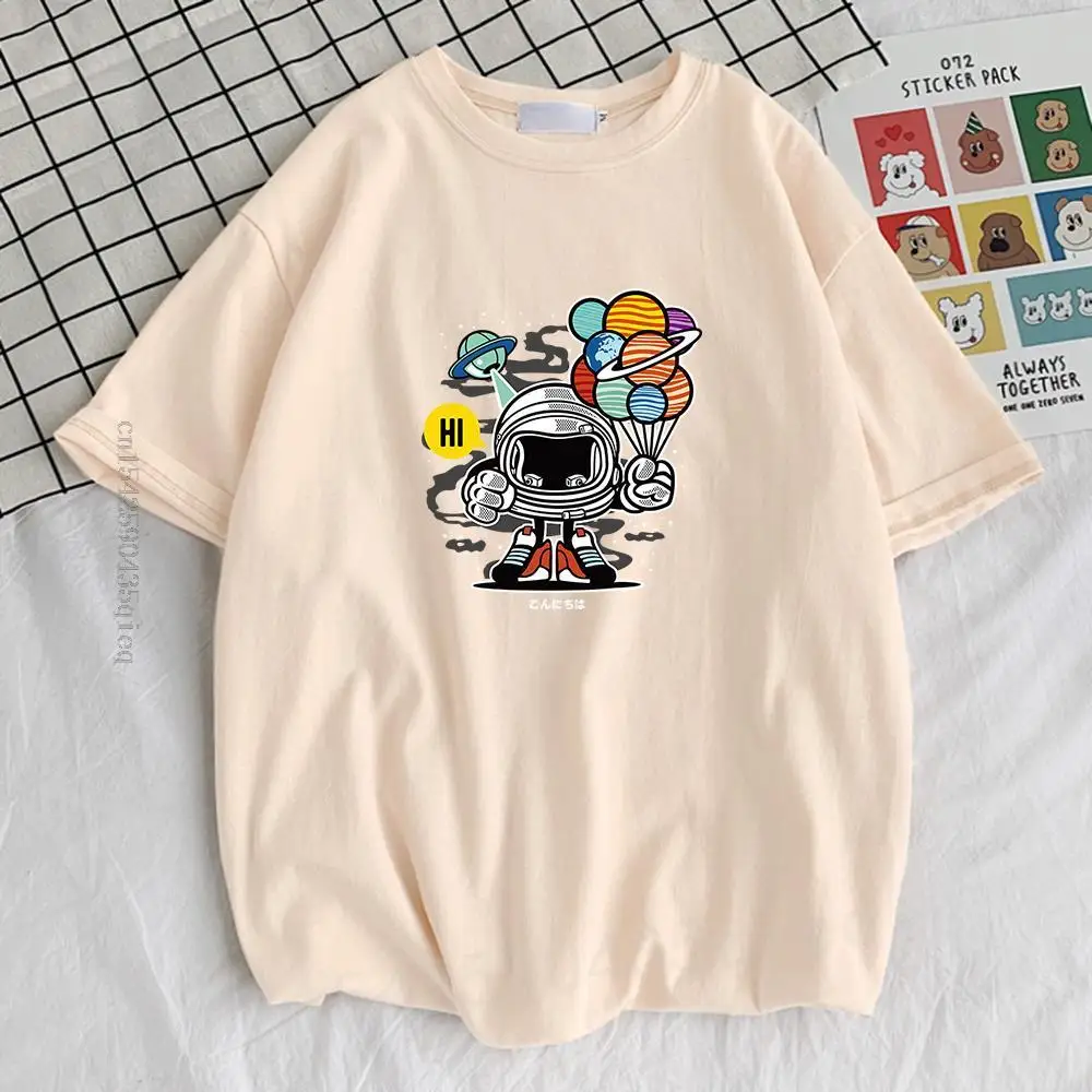 

Spaceman Astronnuat Planet Print Mens T Shirts Graphic Crew Neck T-Shirt Funny Slim Tshirt Street Vintage Men Tees Shirt