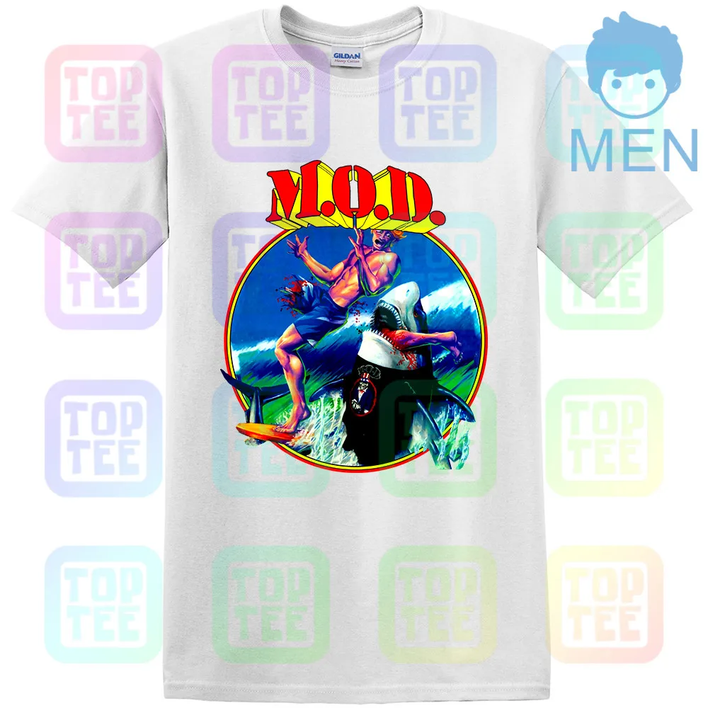 Белый M.O.D. SURFIN' M.O.D. Метод уничтожения S.O.D. Новая Серая Футболка CROSSOVER - Цвет: Белый