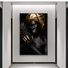Черная женщина с золотом ананас, холст художественные плакаты и принты Африканская женщина Искусство Холст настенные картины декор картины