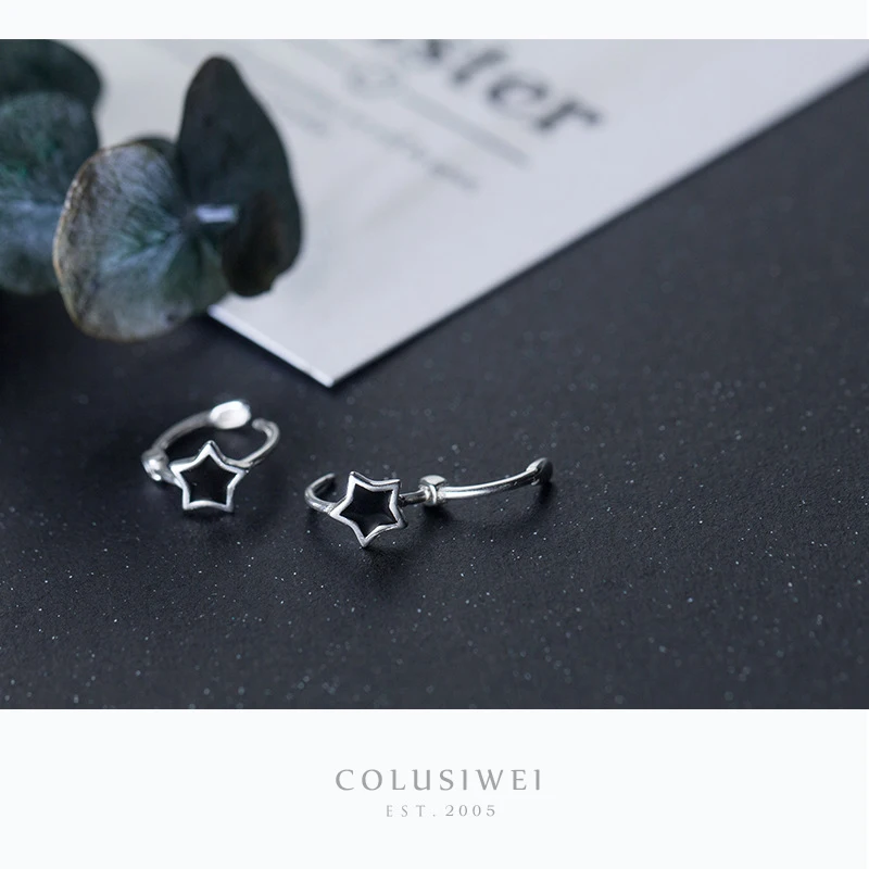 Colusiwei модные серьги в виде пятиугольной звезды кольца для женщин черной эмалью из