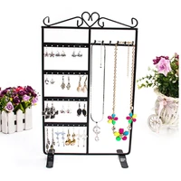 32 holes 6 hooks earring necklace chain hang stand holder display rack 4 tiers storage jewelry show rack organizer space saving