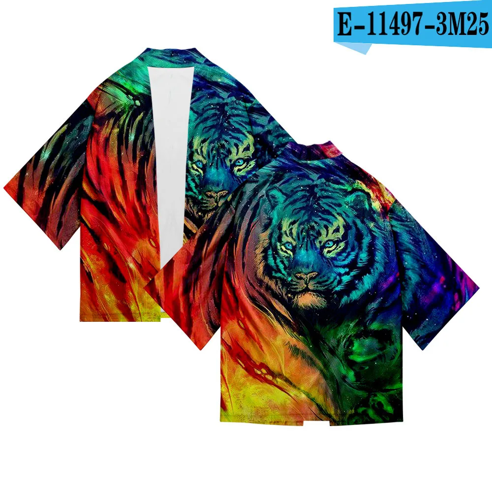 

Printed tiger Kimono Japanese Cardigan Men women samurai Costume Streetwear Funny Haori Yukata Male Japanese Traditional Kimono
