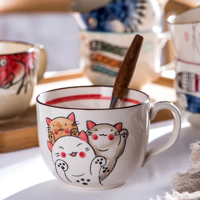Милая керамическая кружка большой емкости для семейной пары завтрака молока в