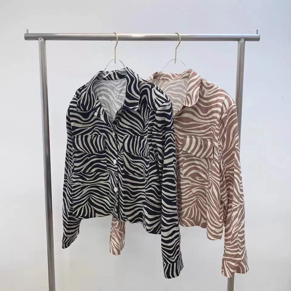 

Genayooa Streetwear Women Blouse 2020 Autumn Casual Long Sleeve Zebra Pattern Womens Tops And Blouses Korean Fashion Style Shirt