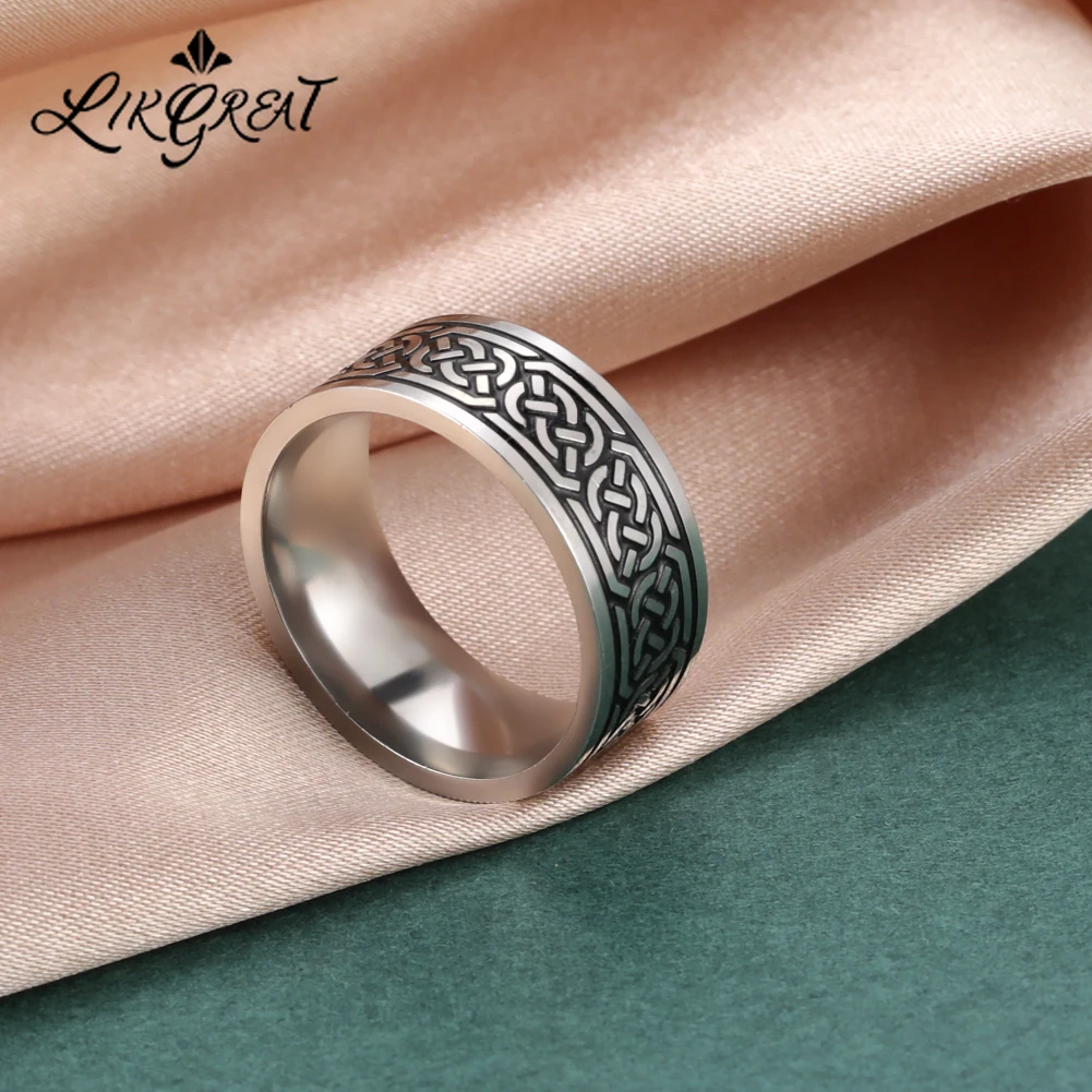 Vintage Odin Rune Stainless Steel Viking Celtics Spiral Knot Ring Norse Style Rings For Women Men Nordic Amulet Jewelry Gift | Украшения и