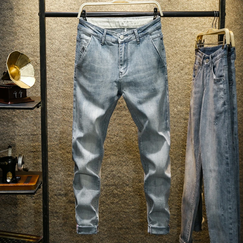 

2020 высококачественные джинсы, Мужские джоггеры, штаны, облегающие леггинсы, брюки с поясом, джинсы-карандаш, повседневные спортивные брюки, ...