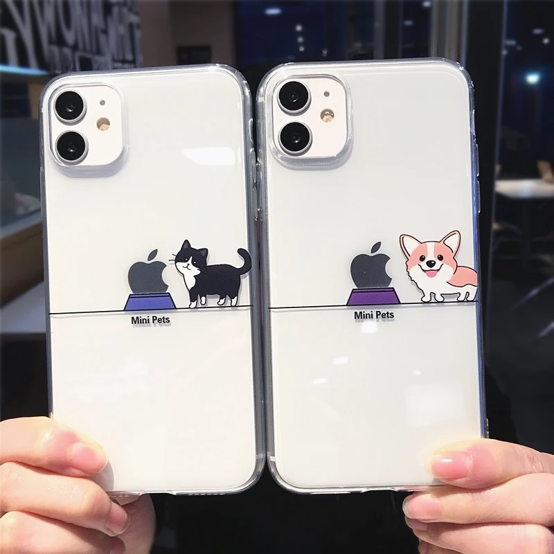 Милый Забавный Прозрачный чехол для телефона iPhone 11 Pro Max X XS XR 12 Mini 7 8 Plus прозрачный