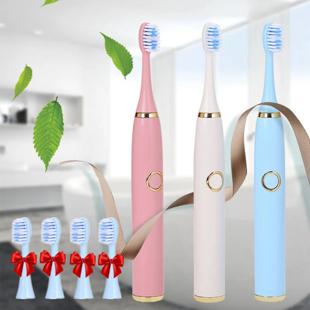 

Зубная щетка для взрослых и детей, электрическая Водонепроницаемая со сменной батареей АА, IPX7, умный таймер, отбеливание