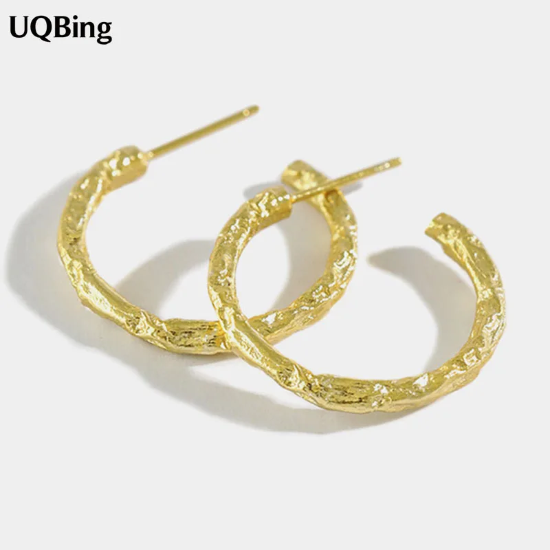 

Wholesale 100% 925 Sterling Silver Semi-circular Concave-convex Women Hoop Earrings Gold/Silver Color Earrings Jewelry Gifts