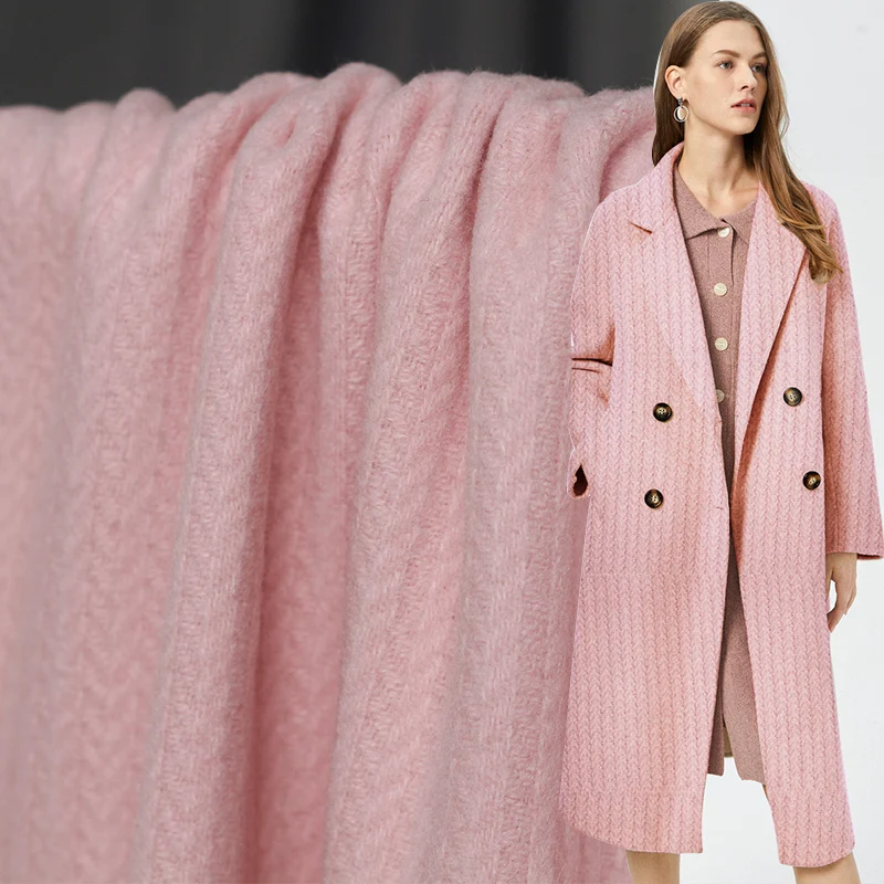 Белая розовая Волчья шерсть в полоску материалы для одежды зимняя женская куртка