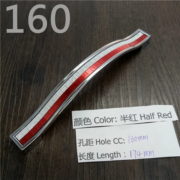 CC 160mm Half Red 96 мм/128 мм/160 мм черные красные туфли с серебряными кристаллами ручки Кухня круглые ручки для шкафа; на ящики тянет комод дверные ручки для шкафа - Цвет: CC 160mm Half Red