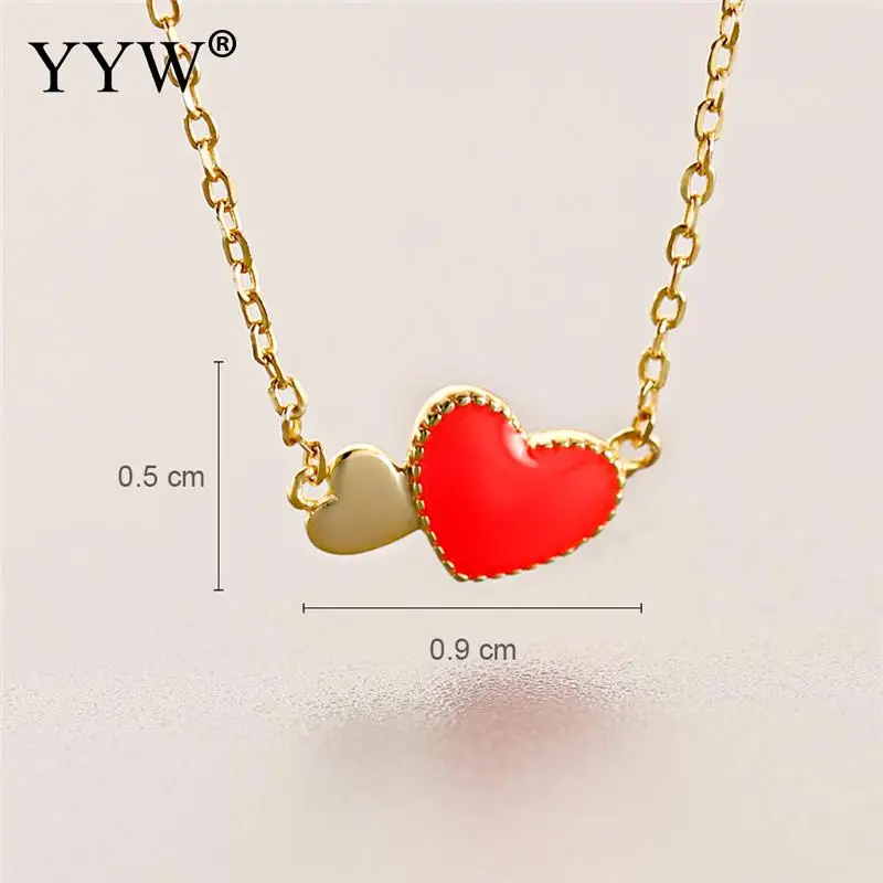 Ожерелье из стерлингового серебра 925 пробы в форме сердца розовое золото цвет