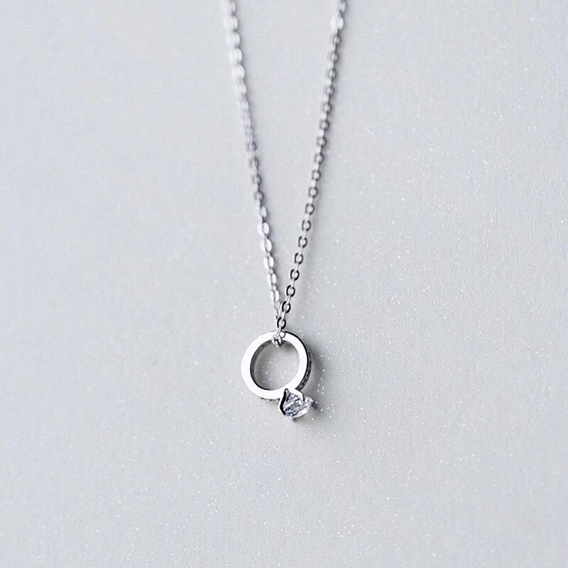 

Romantic diamond ring necklace simple and versatile 925 sterling silver