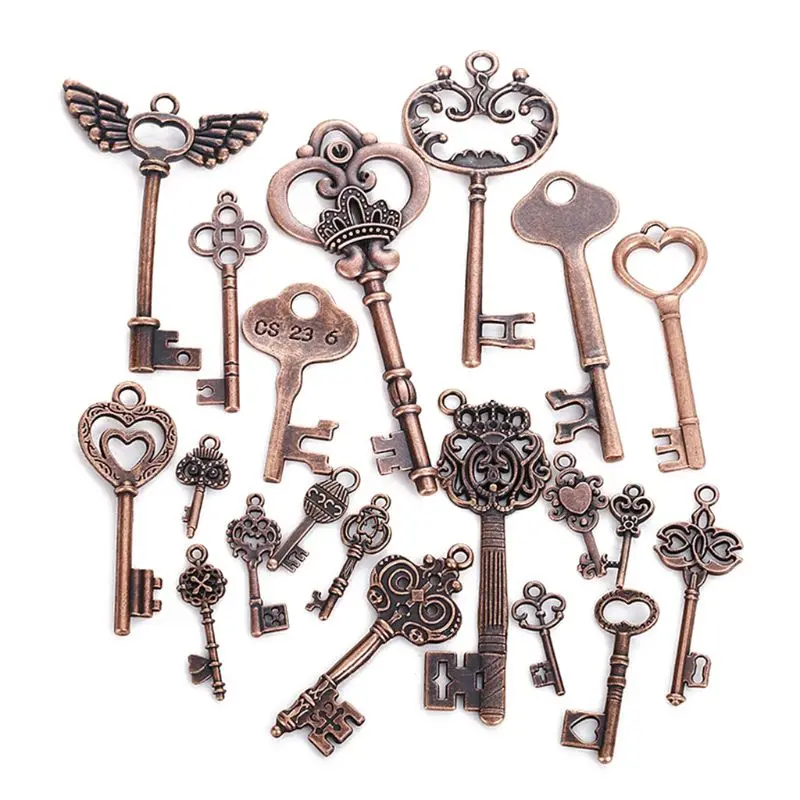 

40Pcs Antique Vintage Old Look Mix Skeleton Key Tone Charms Pendants Alloy Craft