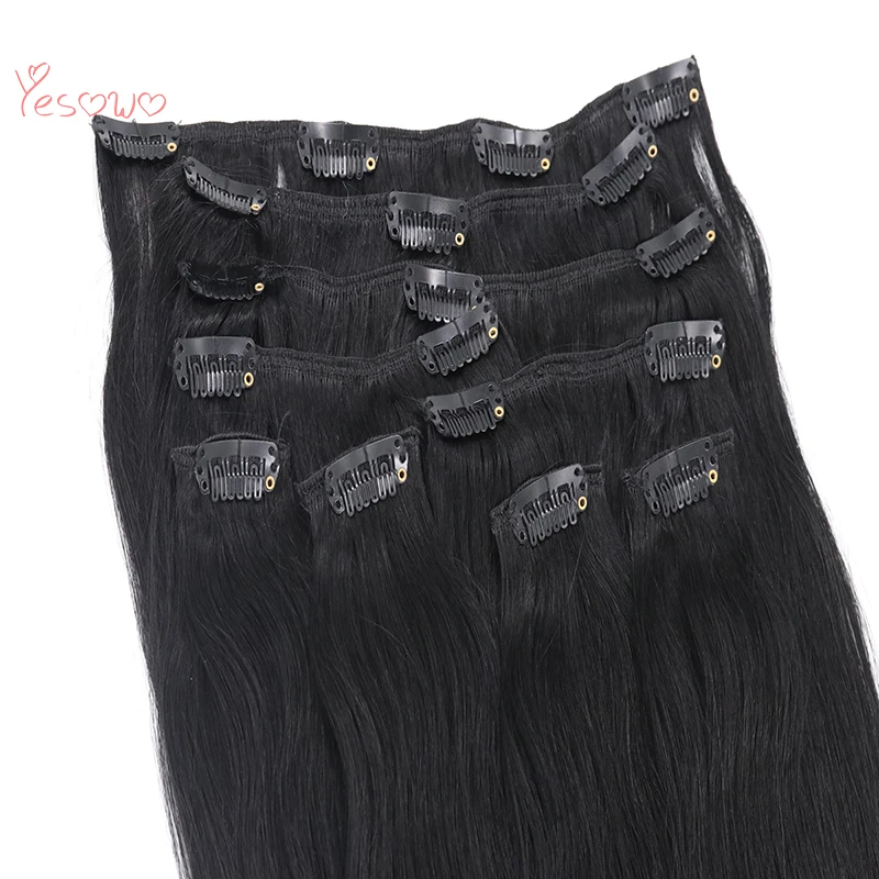 Yesowo Высокое качество 1 # Струйный черный зажим для человеческих волос 100 г 9 шт.