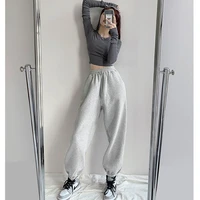houzhou casual gray sweatpants women winter thick jogging korean fashion loose balck tracksuit sports pants female joggers