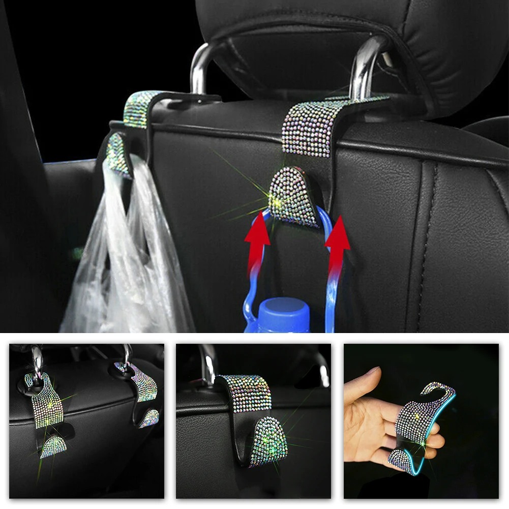 

Headrest Car Seat Back Hook For Bag Grocery Holder Rhinestone Universal