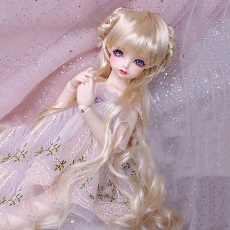 

Bybrana BJD Doll Doll Imitation Mohair Wig 1/3 1/4 1/6 Giant Baby Light Gold Bown Long Curly Hair