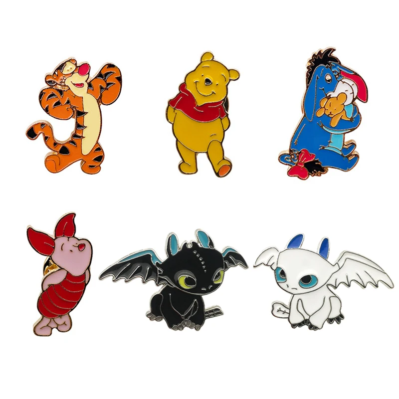 Winnie The Pooh Night Fury Cute Enamel Pin Stitch Brooches Bag Lapel Cartoon Badge Backpack Decoration Kids Gift Accessories | Украшения и