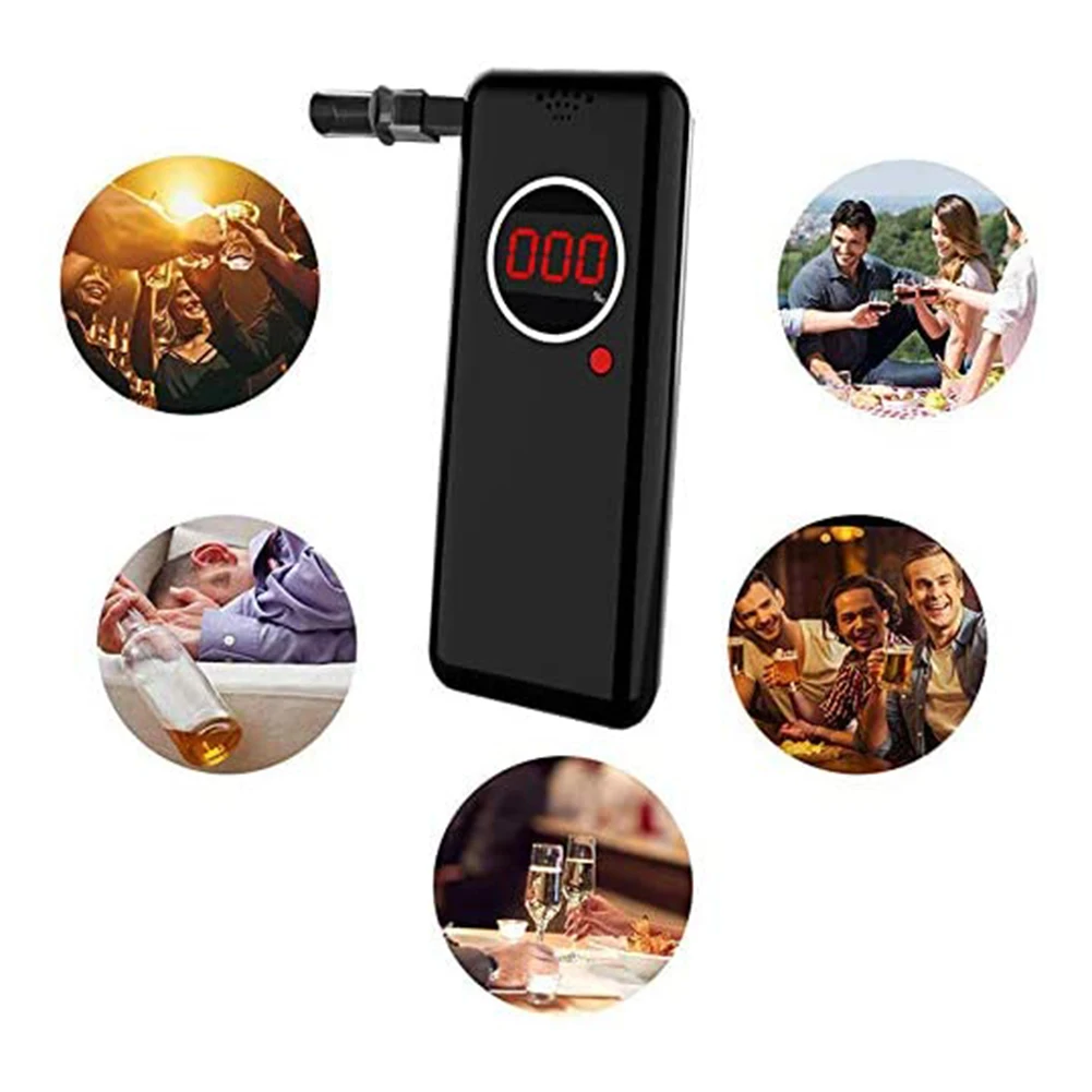 

AD-6000 Breathalyzer Tester with 6 Mouthpieces Portable Digital Breath Alcohol for Outdoor Personal Car Parts Decoration